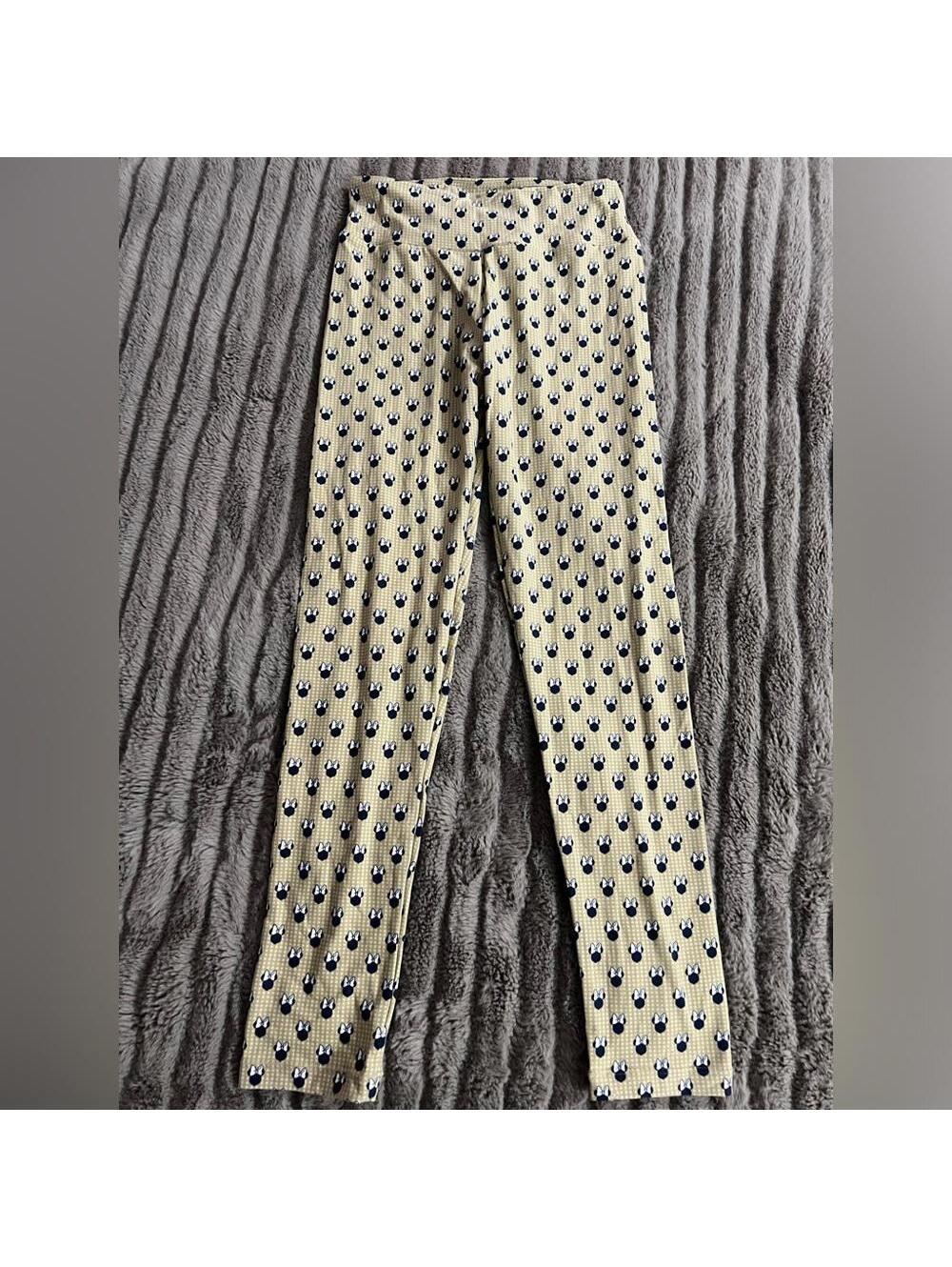 LuLaRoe Leggings One Size OS Disney Minnie Mouse Beige Black Soft High Rise NWOT
